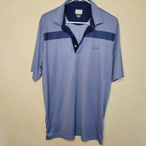 Greg Norman Shirt Mens Large Blue Colorblock Short Sleeve Play Dry Golf